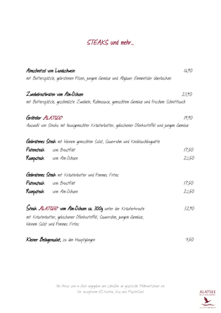 Mittagskarte des Restaurant Alatsee, Seite 4