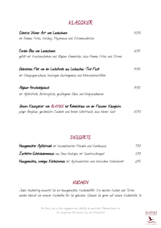 Mittagskarte des Restaurant Alatsee, Seite 5