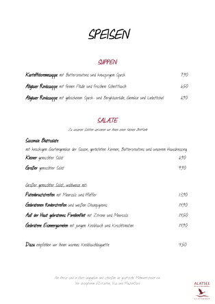Mittagskarte des Restaurant Alatsee, Seite 2